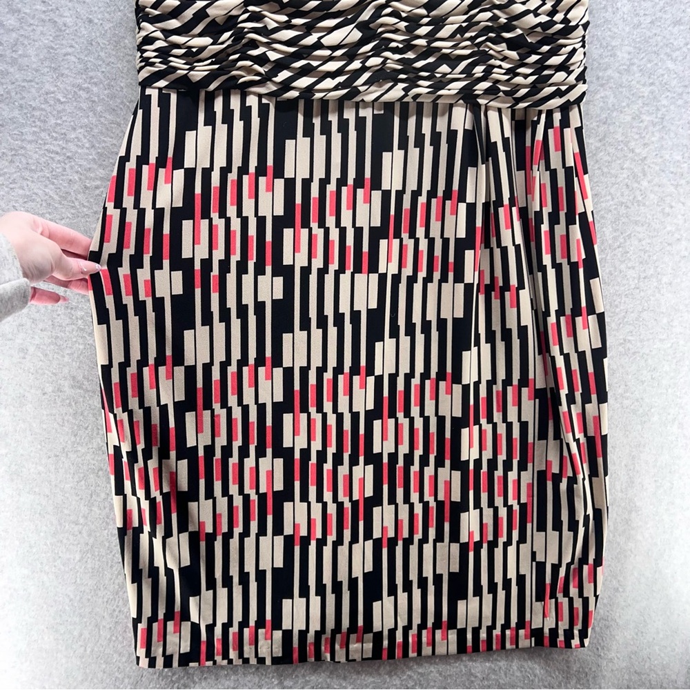 Taylor Black, White, and Pink Patterned Midi Dress - Picture 2 of 5